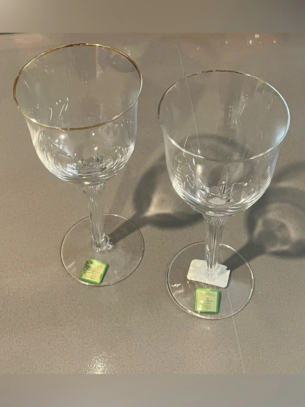 Marquis By Waterford Crystal Eternity Gold Wine Glasses, Set of 2.